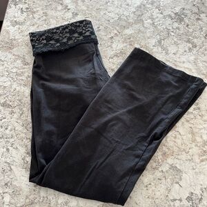 Victoria’s Secret Yoga Pants Foldover Flare Leggings Black Large